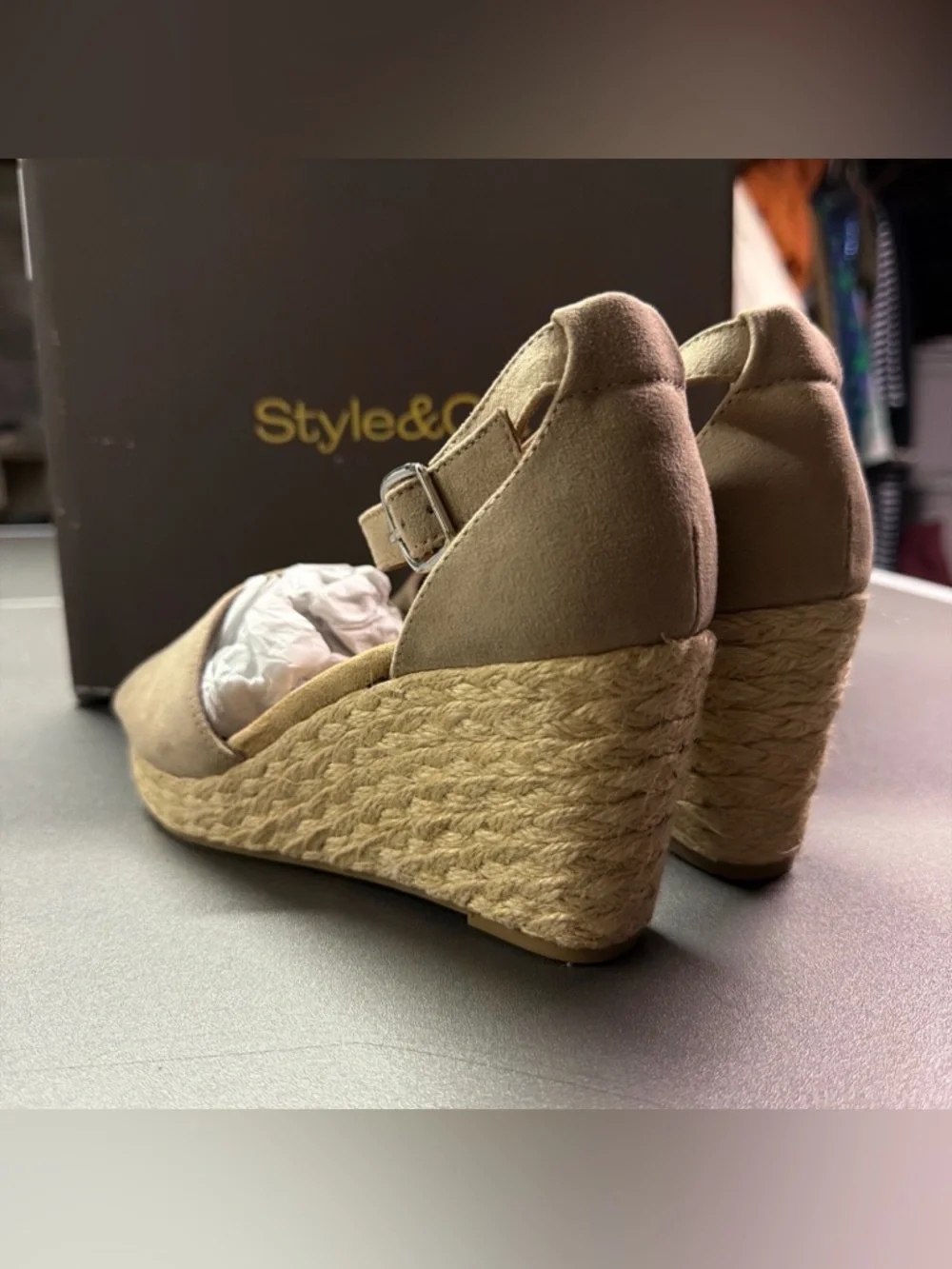 Style‎ & Co Women's Beige Seleeney Wedge Sandals Shoe Size 6M NWB